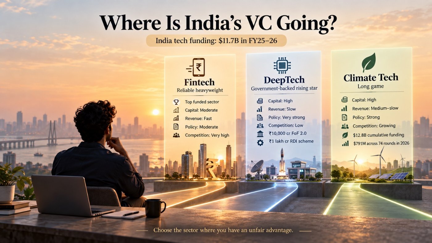 Fintech vs. DeepTech vs. Climate Tech: Where Is India’s Venture Capital Going?